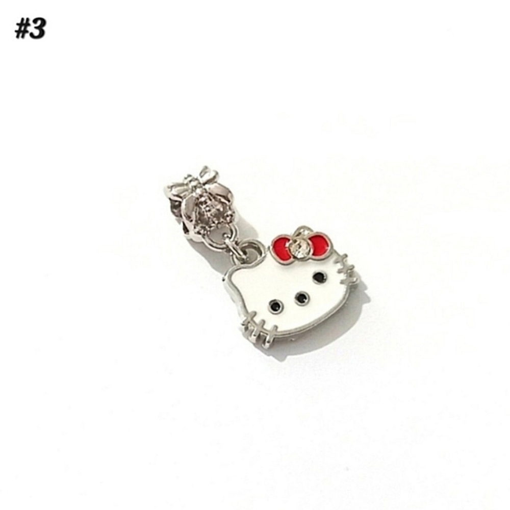 #3 Silver Hello Kitty Red Bow Dangle Charm